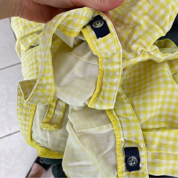 Tommy Hilfiger Checkered Yellow And white crop pants medium raise - Picture 3 of 5